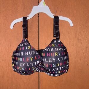 Hurley Black Multicolor Logo Bra 36D
